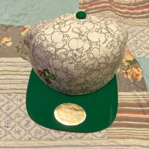 White and Green yoshi Cartoon Print Cap